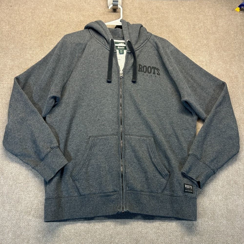 Roots Canada Hoodie Women's Medium Dark Gray Full Zip Athletic Fleece